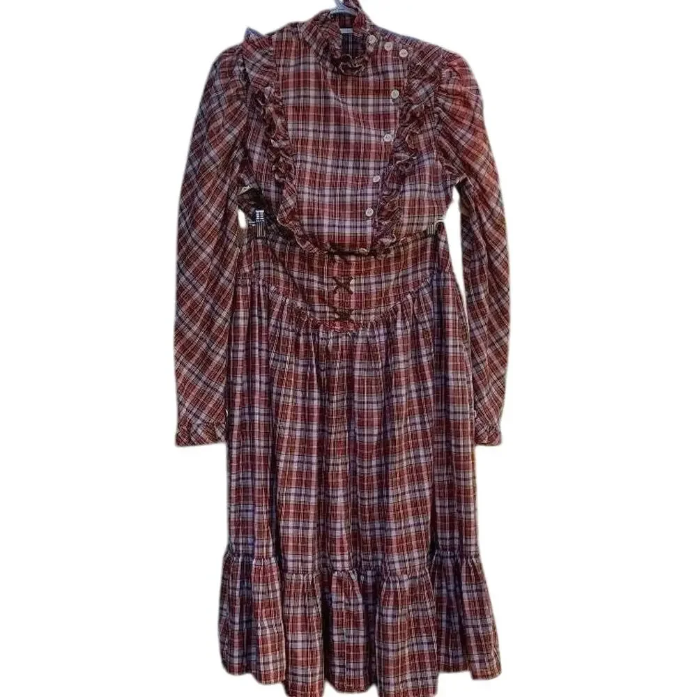 Vtg Western Prairie Red/Wht Check Blouse Skirt Set Boho Western days, Costume,